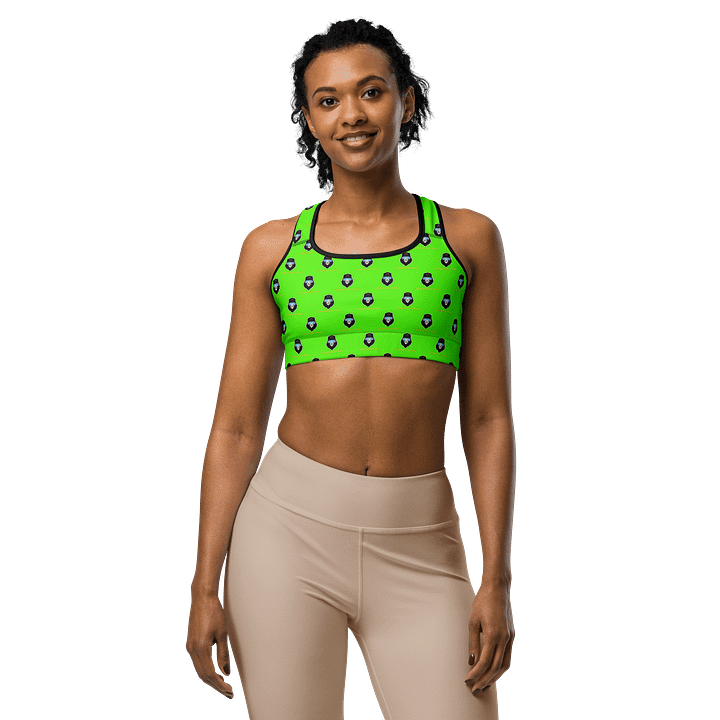 Synthsquatch Fitness Bigfoot Monogram Logo All-Over Print Sports Bra (Neon Green) product image (1)