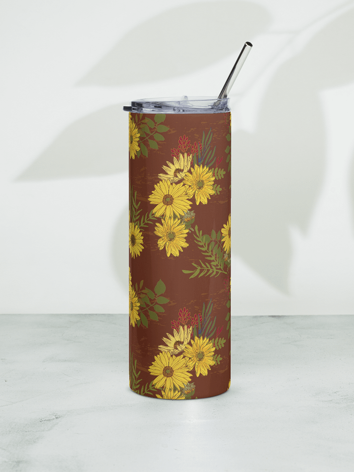 Helianthus Sunfllower 20-ounce Stainless Steel Tumbler with Straw - Red product image (1)