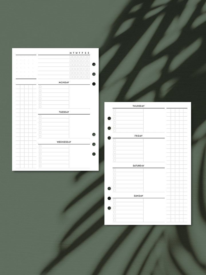 A6 Size | Undated Minimal Weekly Horizontal Planner Inserts | Printable product image (1)