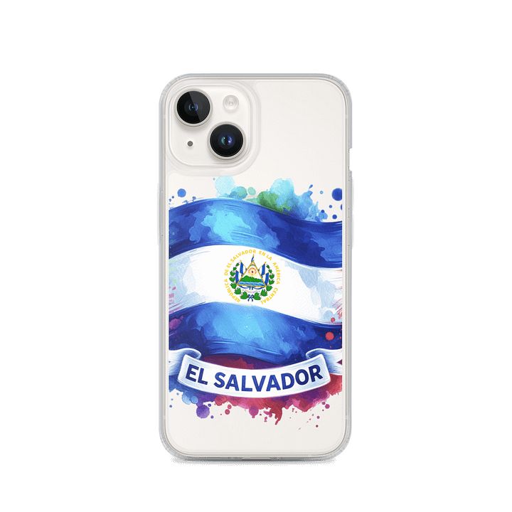 El Salvador Flag Watercolor iPhone® MagSafe® Clear Case product image (4)