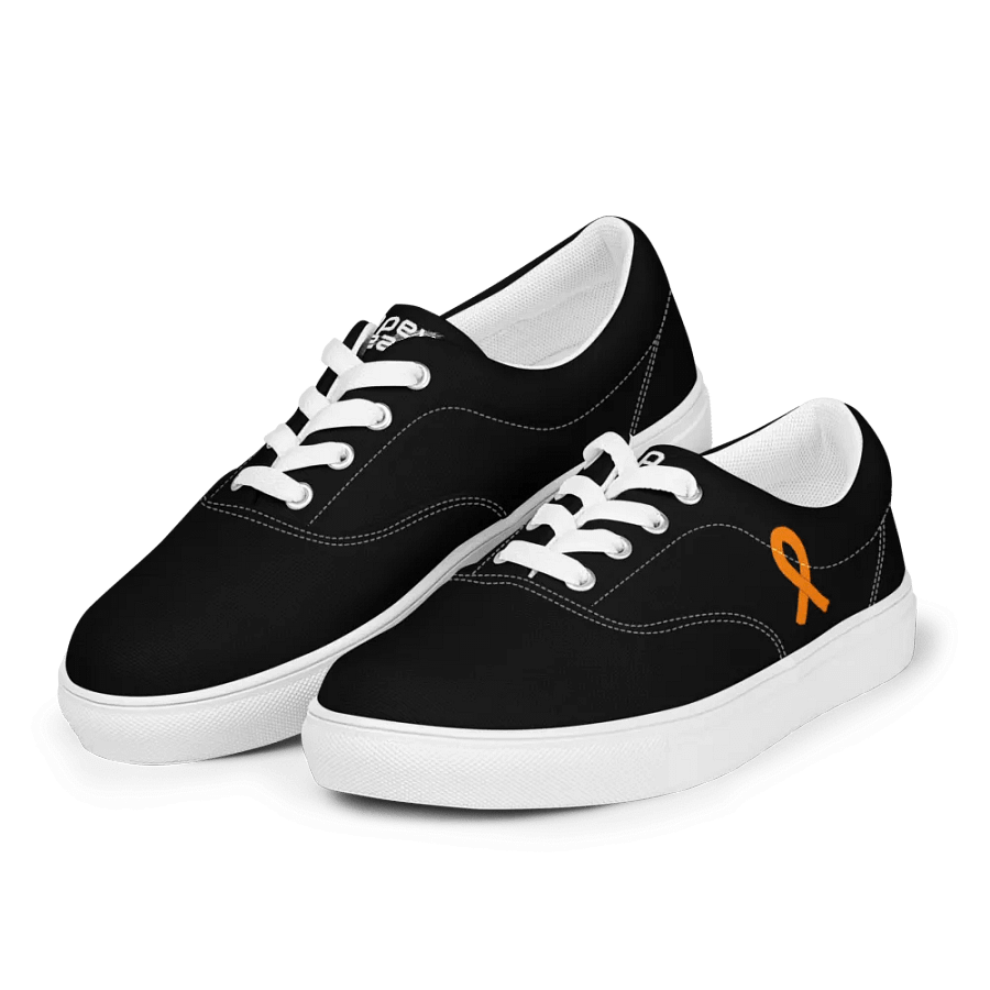 White HApex Gear White Logo Cancer Awareness Orange Ribbon. Black Men's Lace-Up Canvas Shoes product image (9)