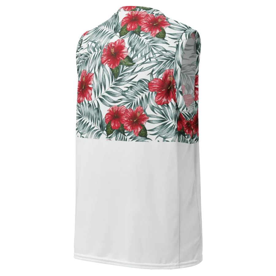 Hibiscus Leaf Design | Recycled Unisex Basketball Jersey product image (6)
