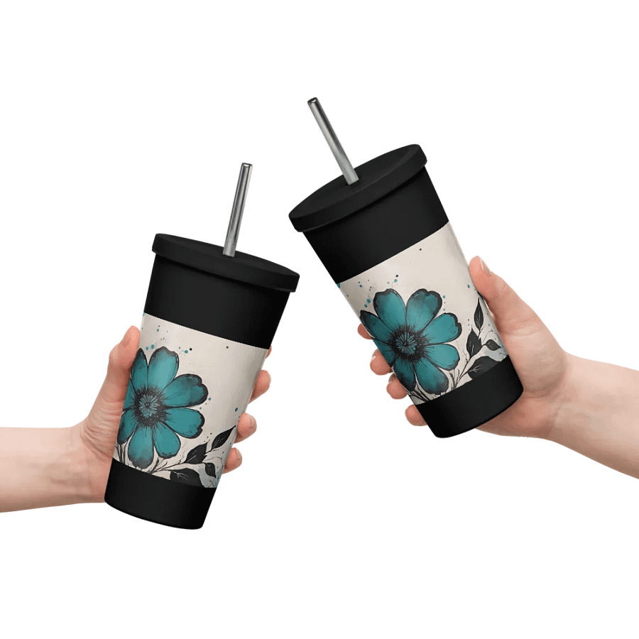 Teal Floral Grunge Aesthetic Tumbler product image (10)