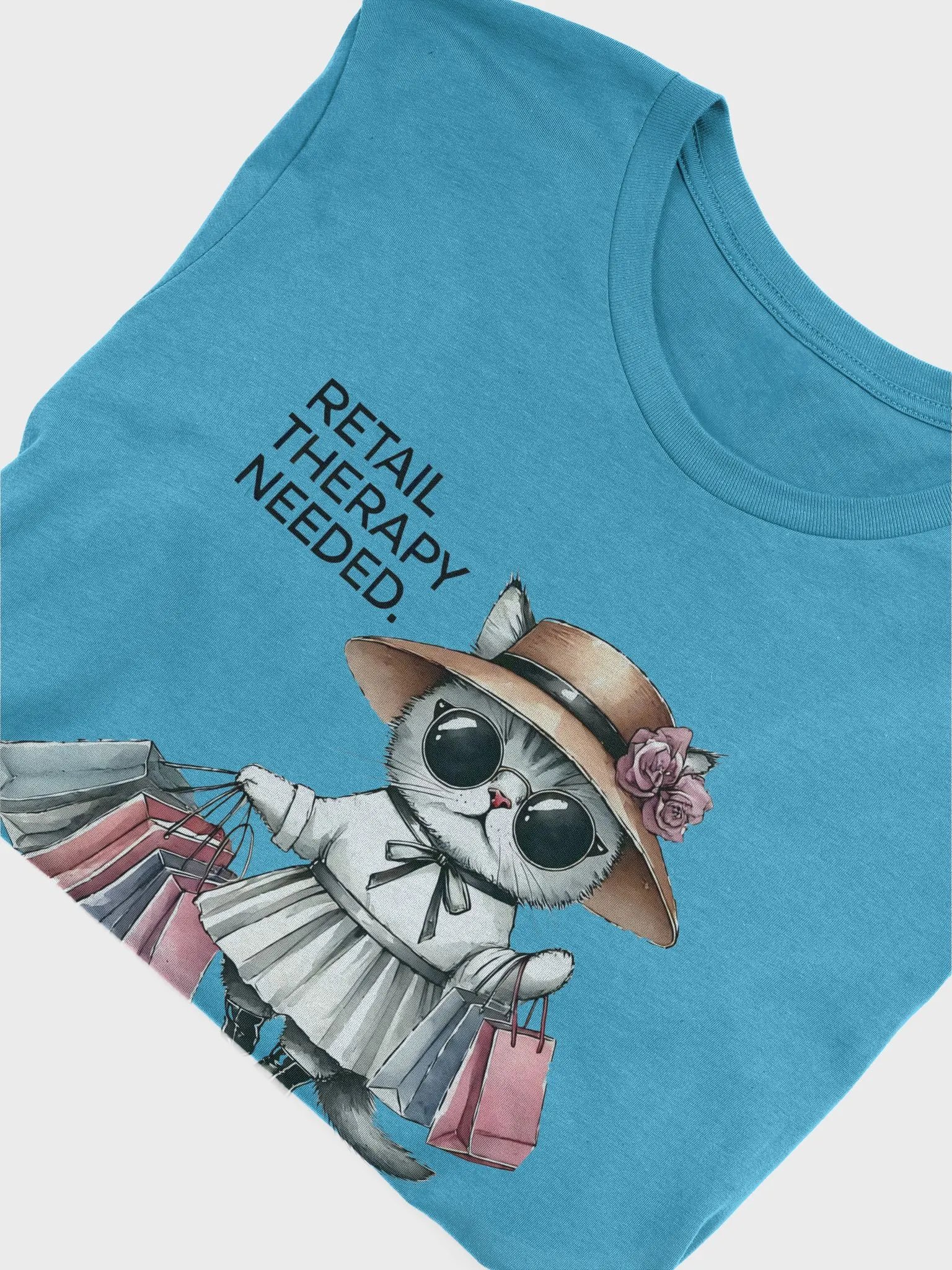 "Retail Therapy Needed" Stylish Shopping Cat T-Shirt product image (5)