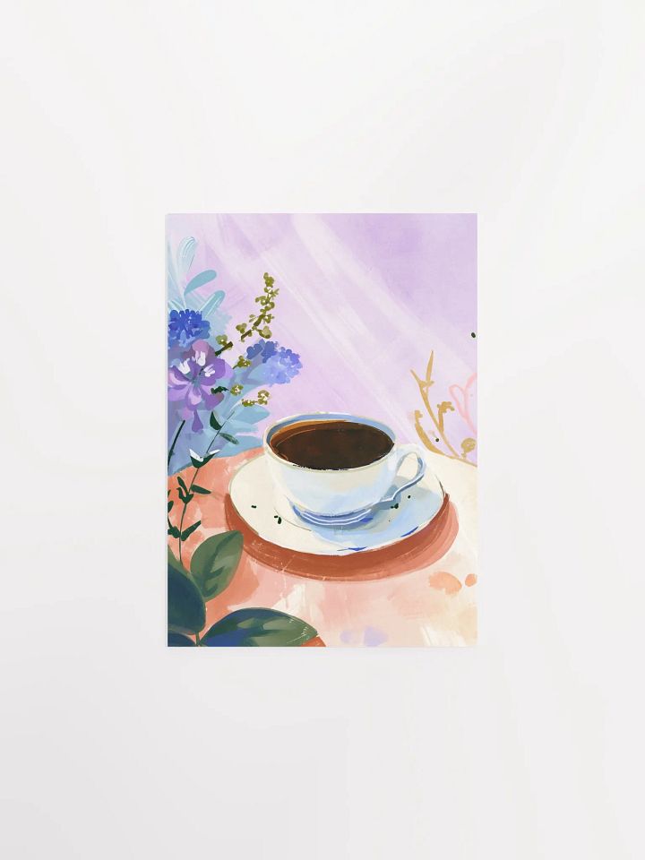 Serene Coffee Cup Floral Poster product image (2)