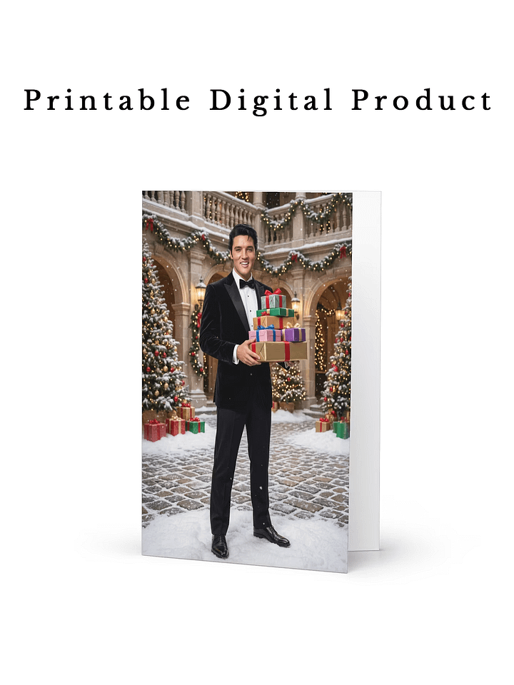 Printable Elvis Presley Christmas Gift Postcard 🎁✨ product image (1)
