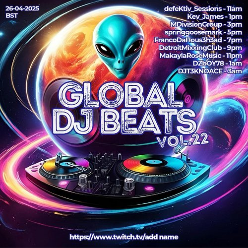 Back to open up on of my fav events. Global DJ Beats!! Catch me at 8pm AEST streaming LIVE on Twitch.