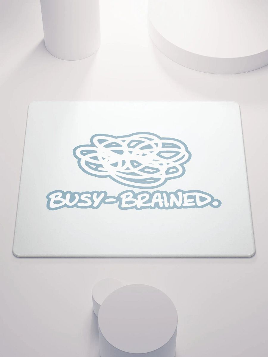 BUSY-BRAINED (lined design, #709AAF) mouse pad product image (1)