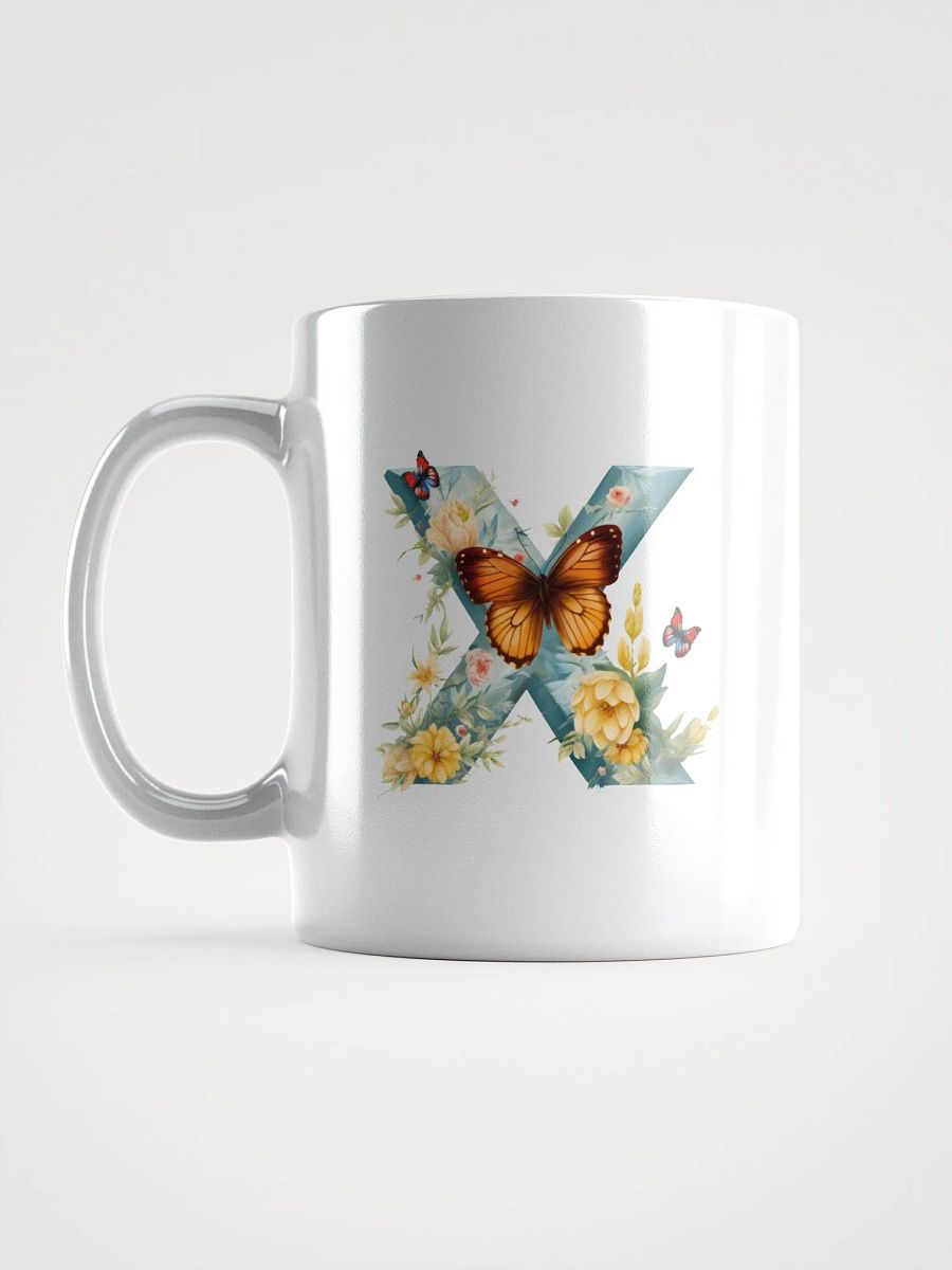 Letter X Monogram Floral Fantasy White Glossy Mug product image (18)