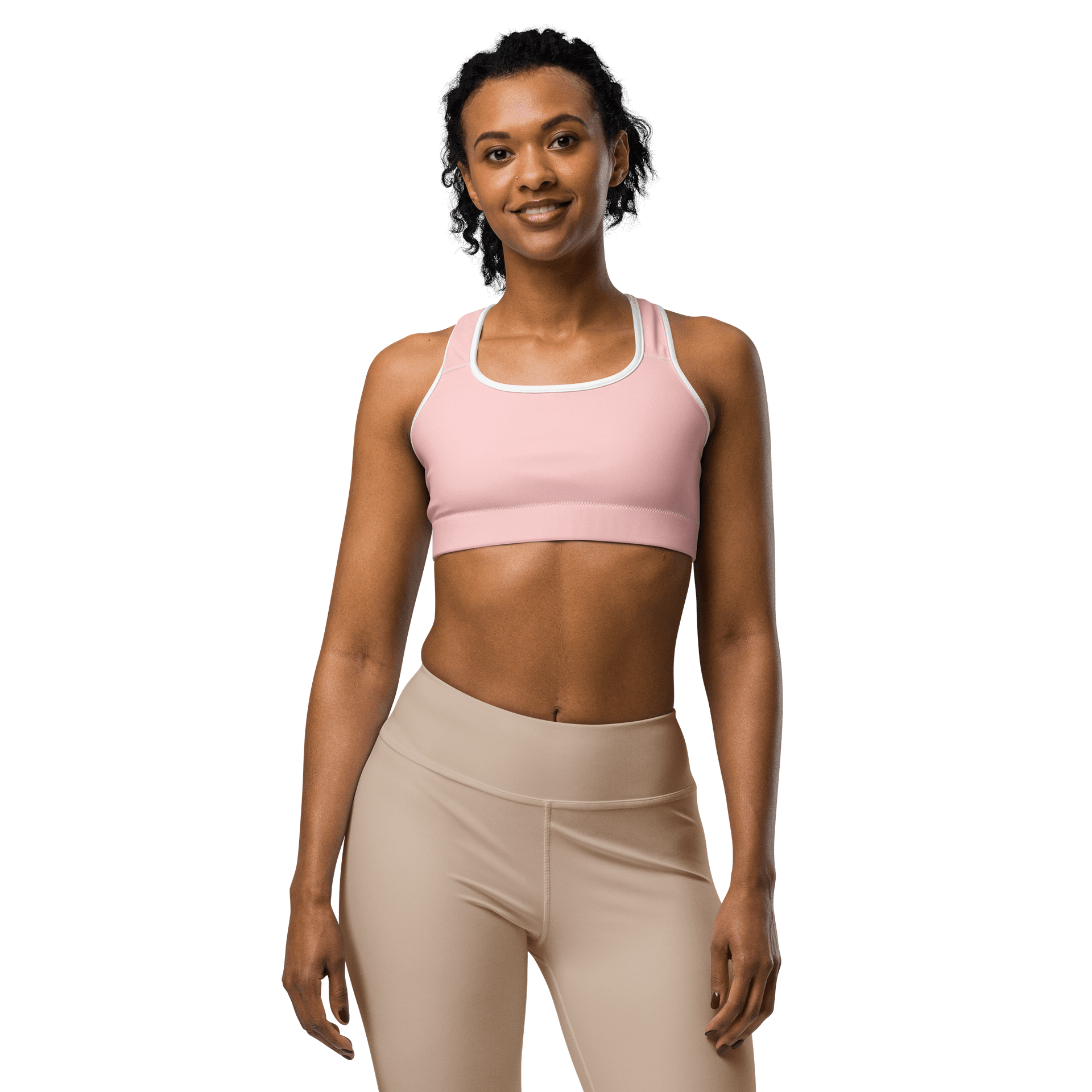 Rich People Nude Pink Solid Color & White Lining Sports Bra product image (1)
