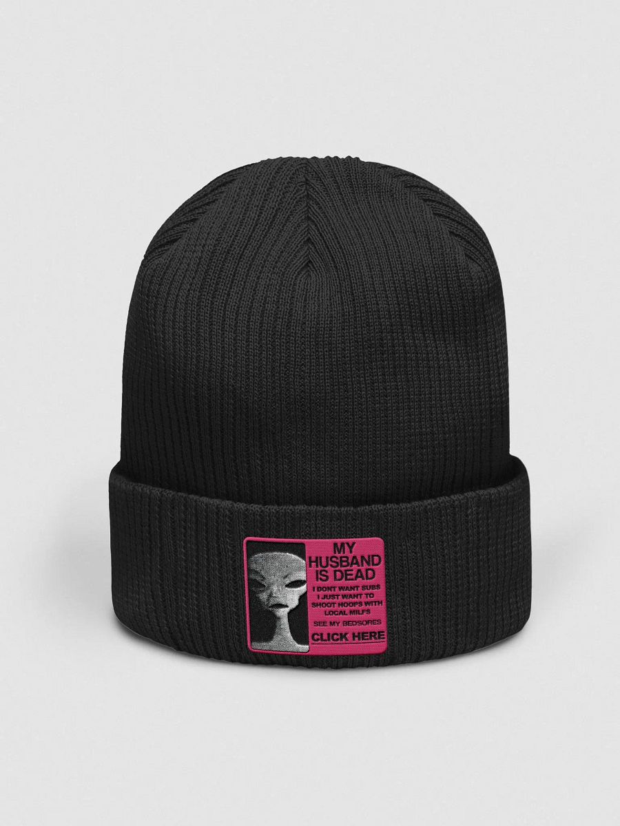 videovomit MY HUSBAND IS DEAD embroidered beanie product image (1)