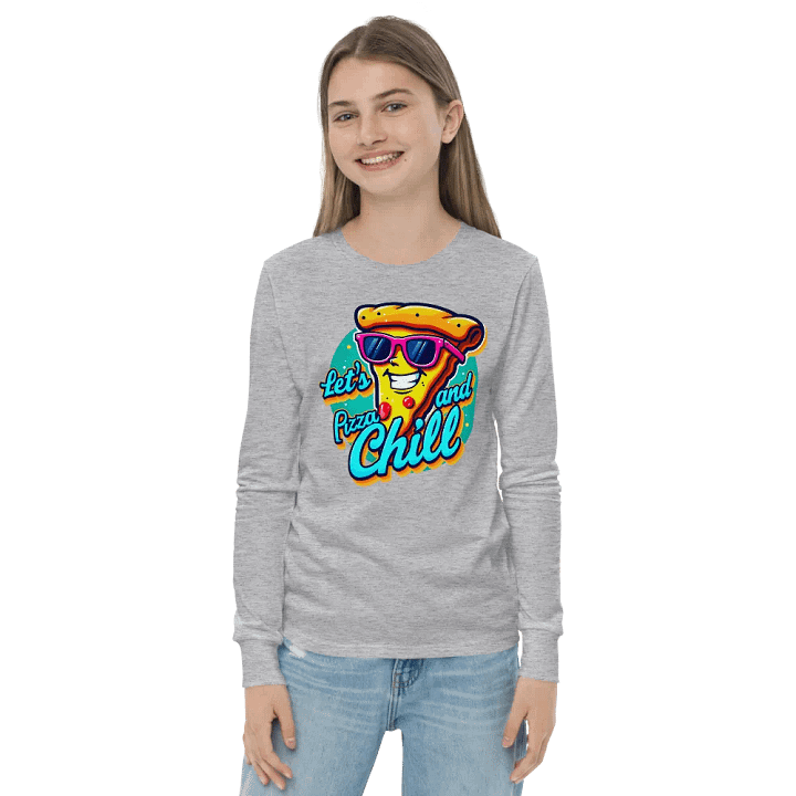 Pizza and Chill Youth Long Sleeve Tee Bella+Canvas (Kid's Unisex) product image (15)