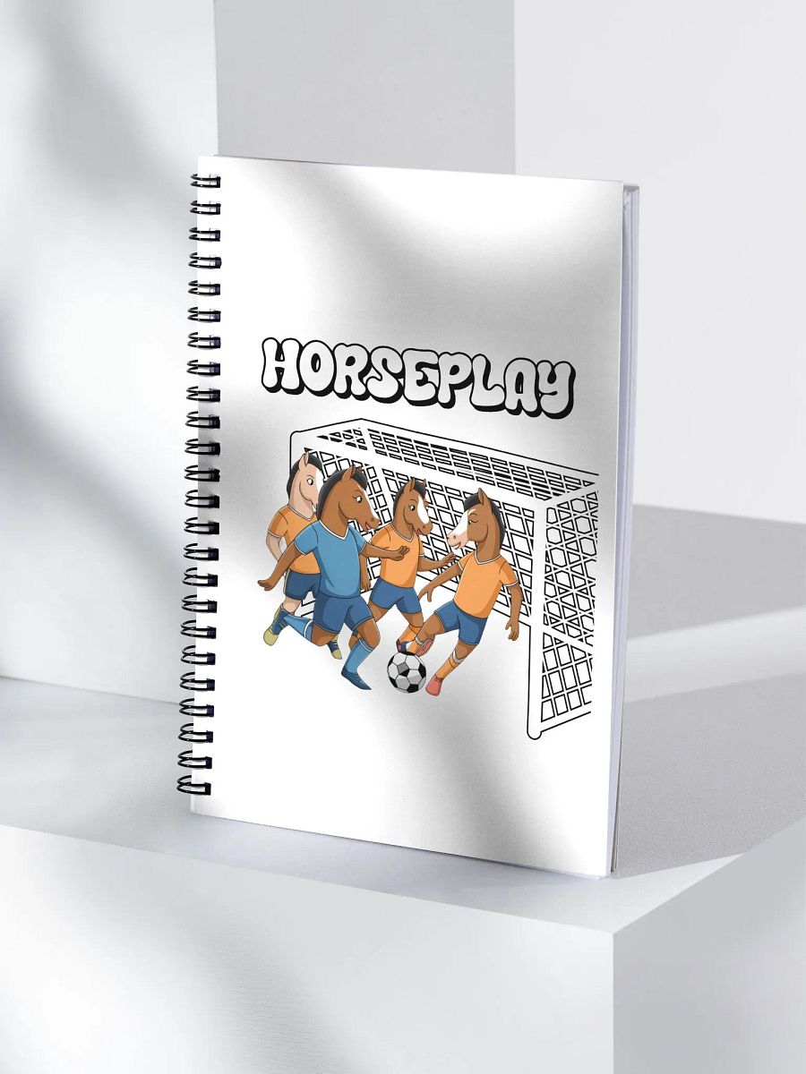 Horseplay - Horses Playing Soccer - Funny Wordplay Spiral Notebook product image (2)