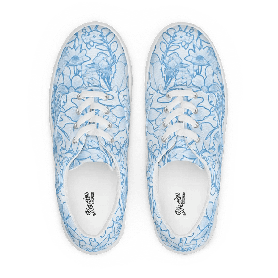 Line art Light Blue and Blue Floral/Women's Lace-Up Canvas Shoes by Allcolor product image (1)