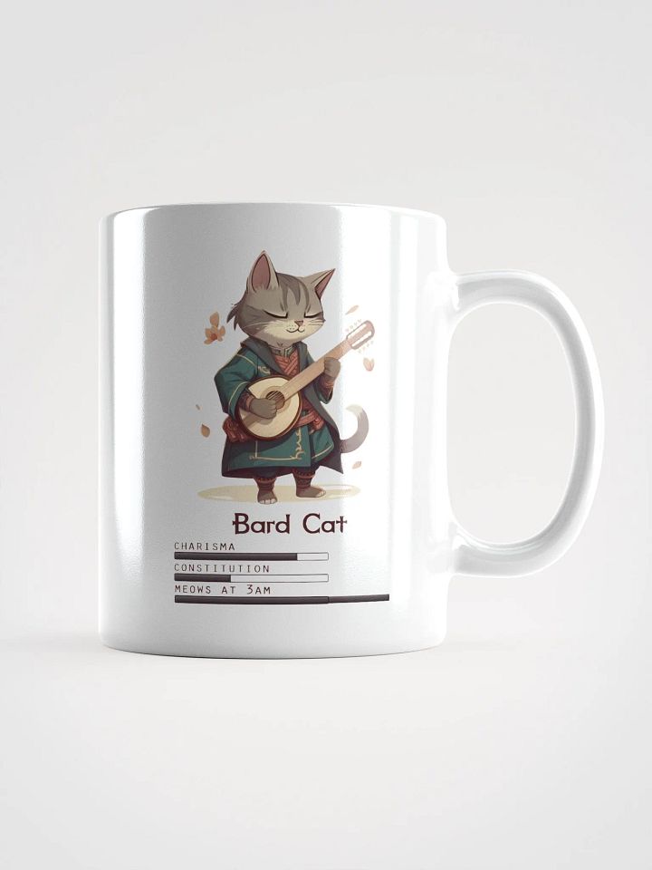 RPG Bard Cat white ceramic mug 11oz 15oz 20oz for gamers and cat lovers product image (3)