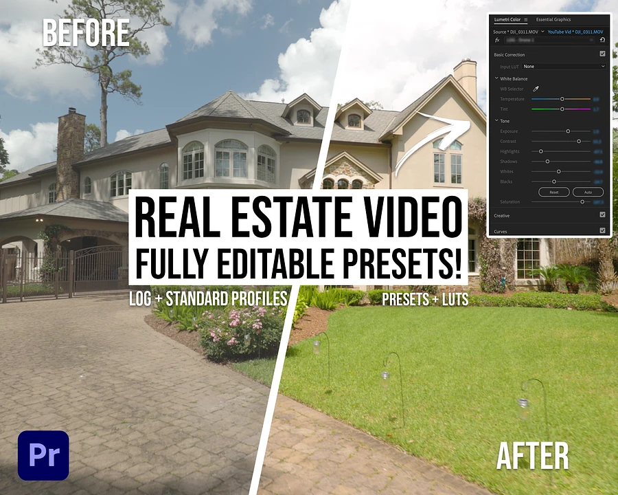 Real Estate Video PRESETS + LUTS for LOG & Standard Footage - Exterior, Interior, Drone & Dusk! product image (2)
