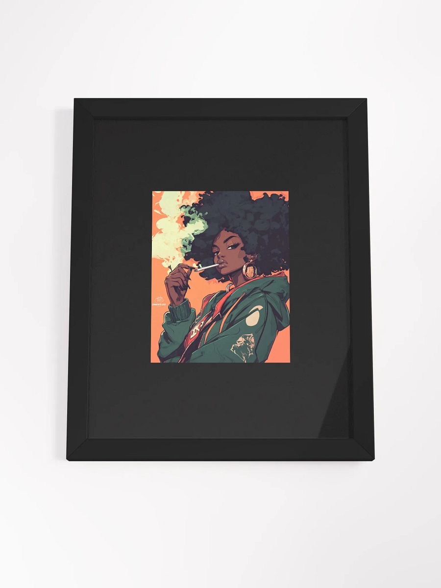 Smacked Life Society Cannabis Art Poster – Afro Queen Smoking Joint – Framed Stoner Wall Art product image (12)
