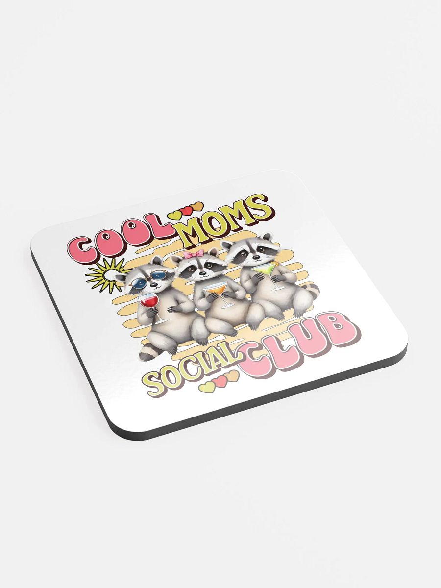 Cool Moms Social Club Raccoon Glossed Cork Coaster product image (3)