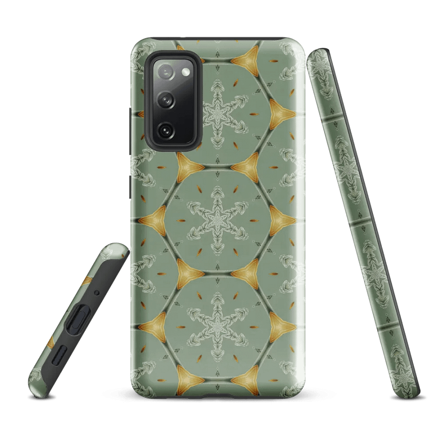 Tough Phone Case for Samsung® - Gold on Green Geometric Honeycomb Snowflakes product image (1)