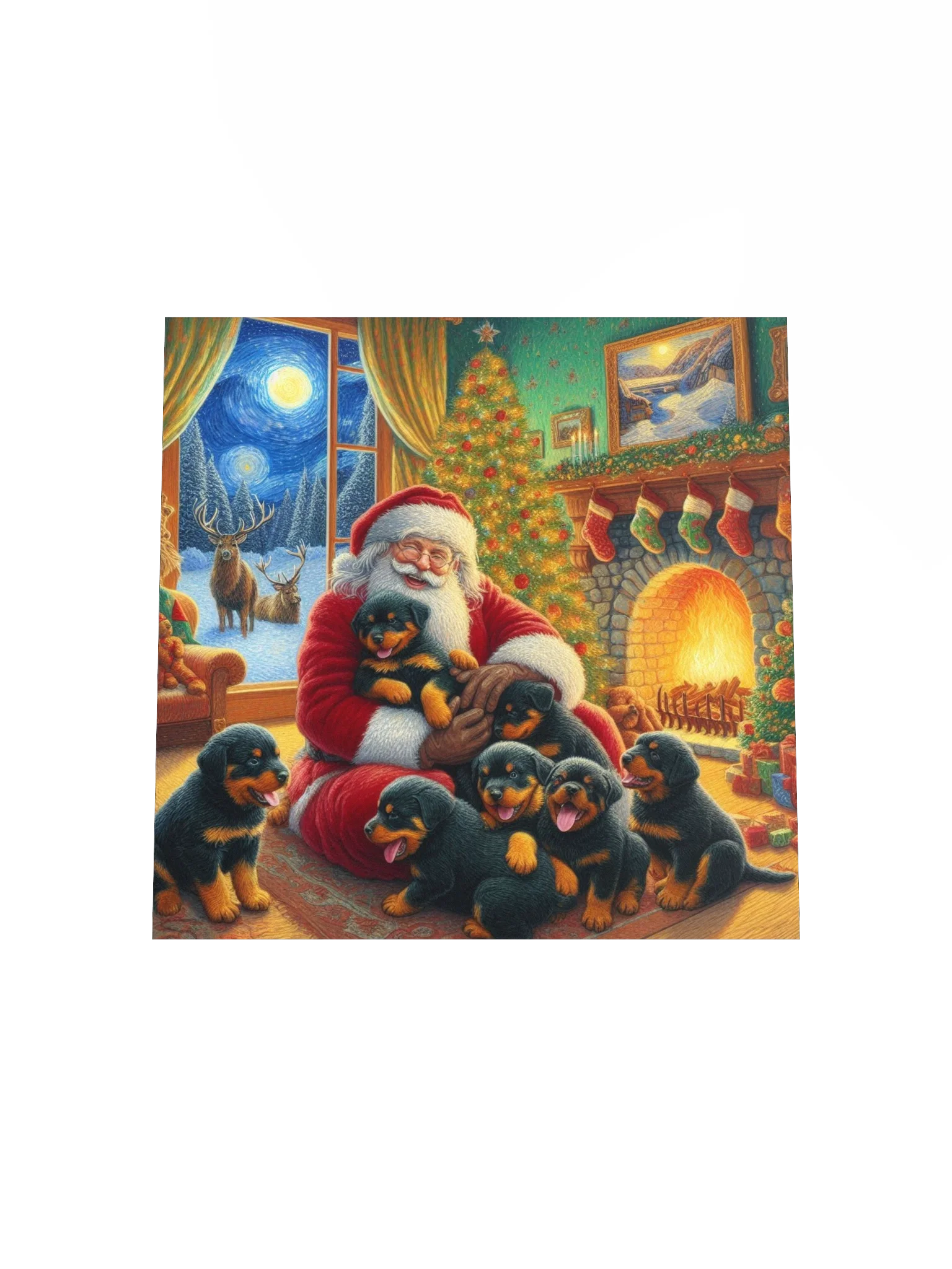 Jolly Santa & Rottweiler Puppies Christmas Poster product image (19)