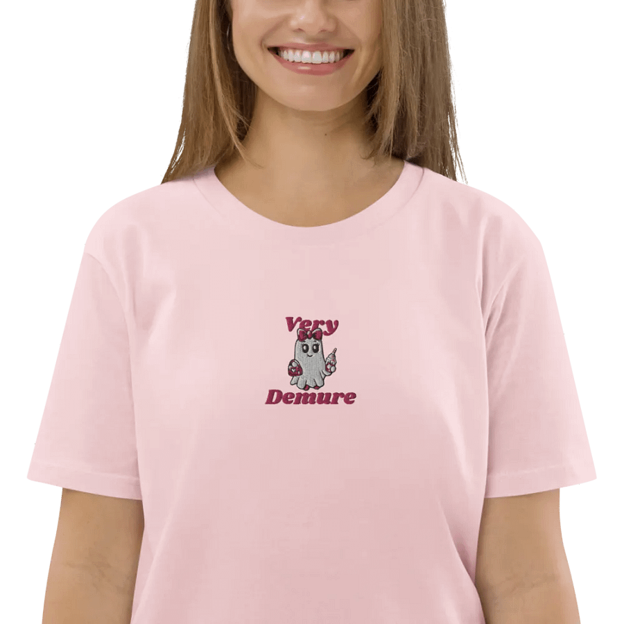 Very Demure Cute Ghost Embroidered Organic Cotton Regular Fit T-Shirt product image (26)