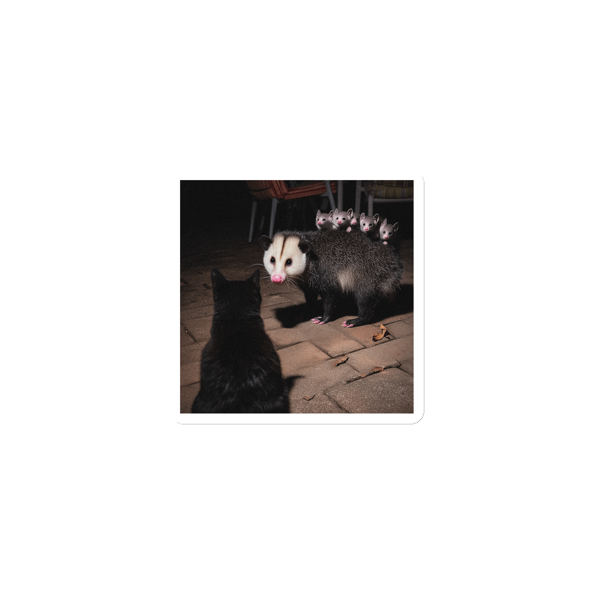 Cat meets opossum family Magnet product image (1)