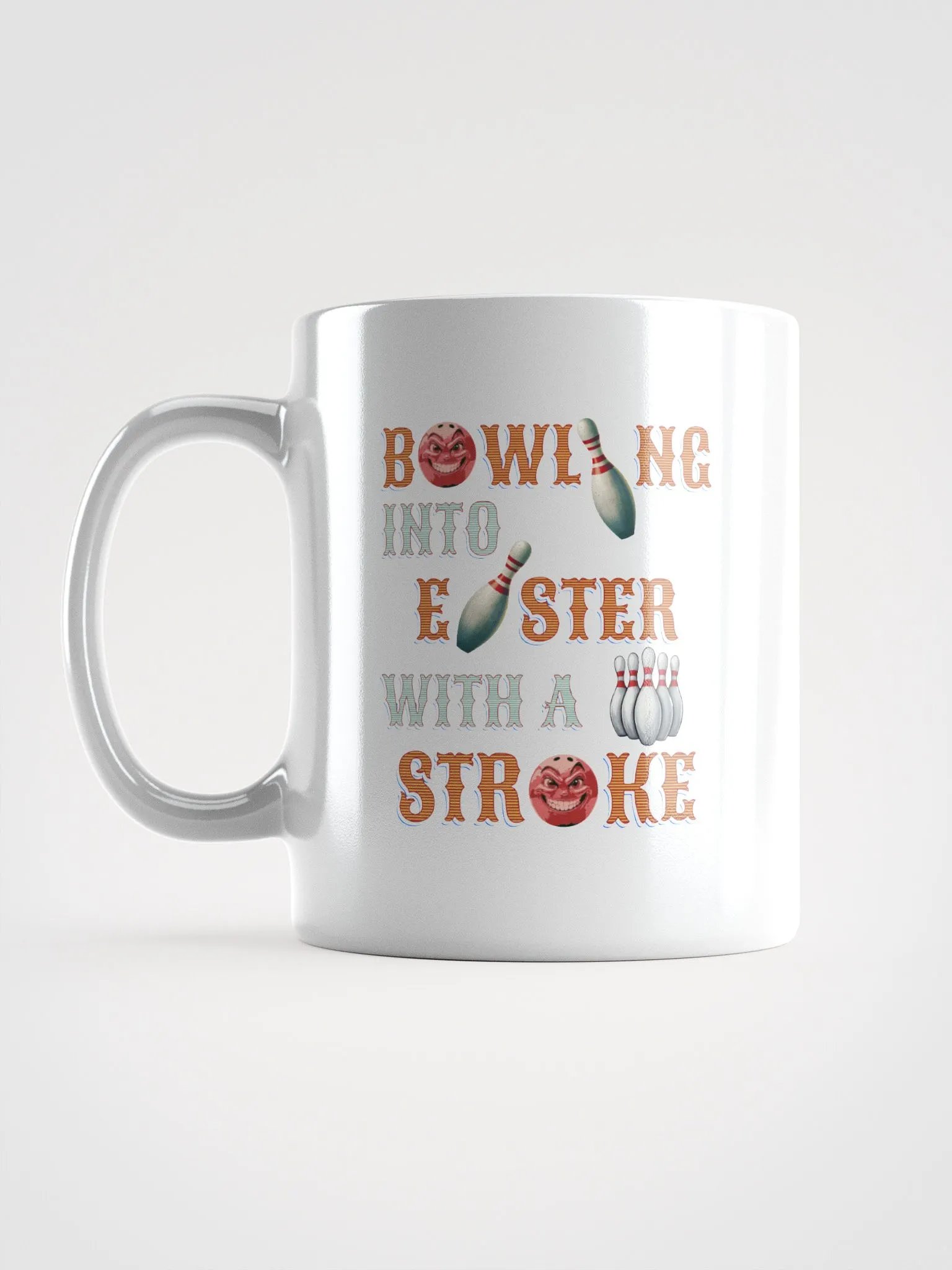 Bowling Into Easter With A Strike Fun White Glossy Mug product image (1)