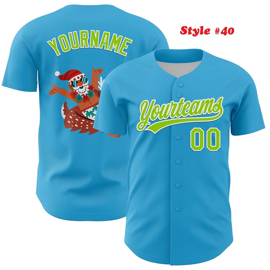 Authentic Baseball Jersey, Custom Baseball Jersey, Personalized Sport Jersey, Colorful, Number, Christmas, X-Mas product image (188)