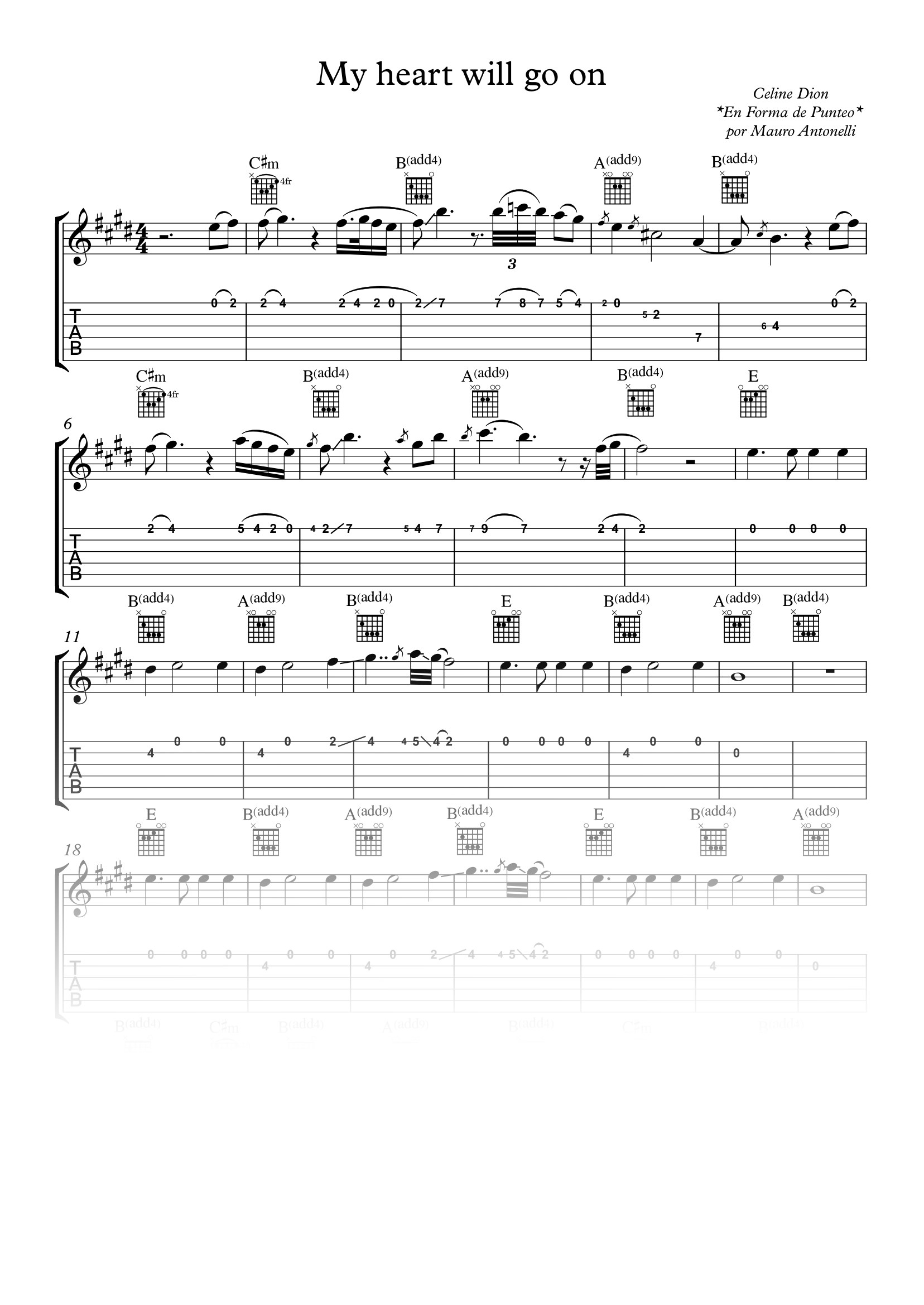My heart will go on - Partitura + Tabs + Acordes + Pista product image (1)