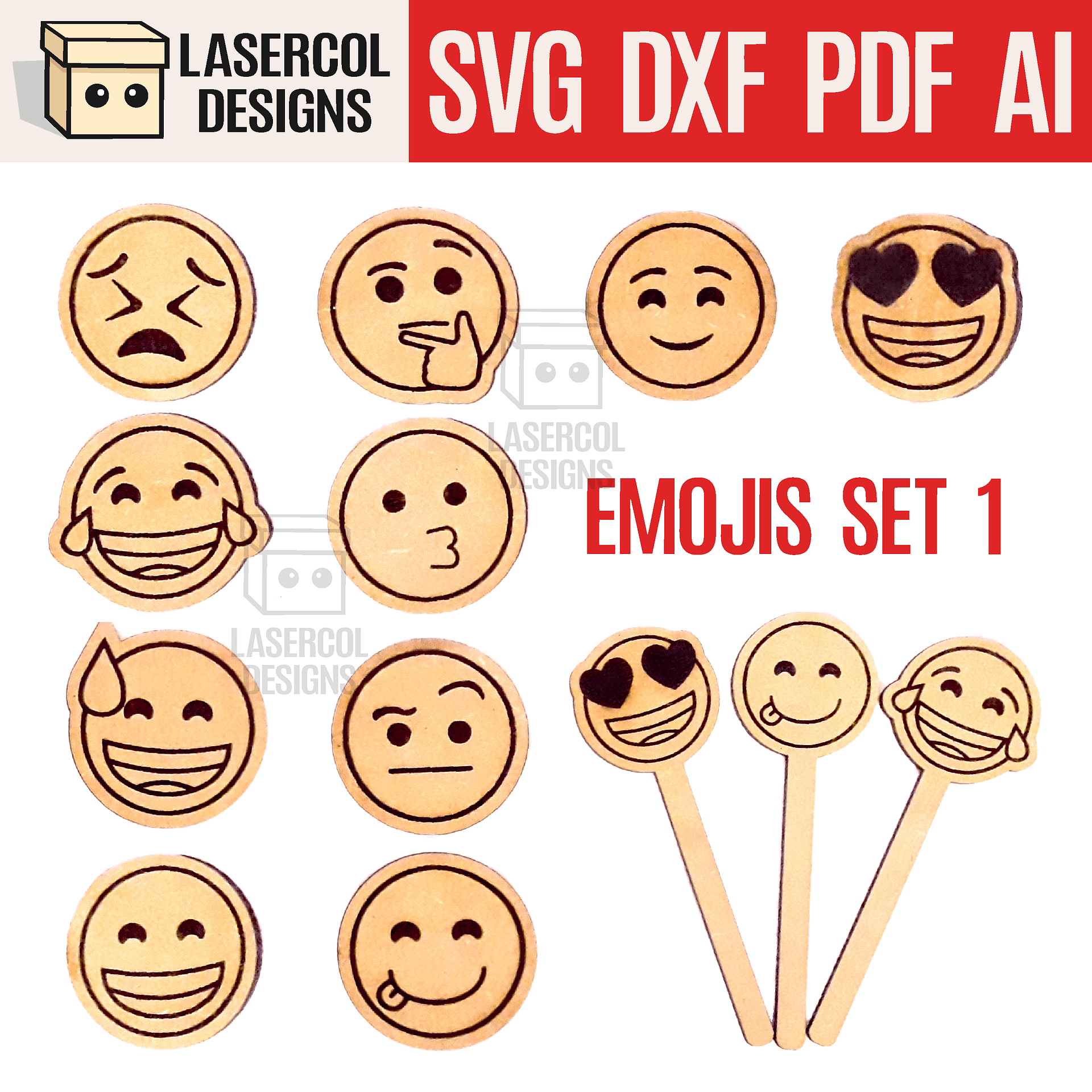 Emojis Set 1 - Laser Cut Files product image (1)