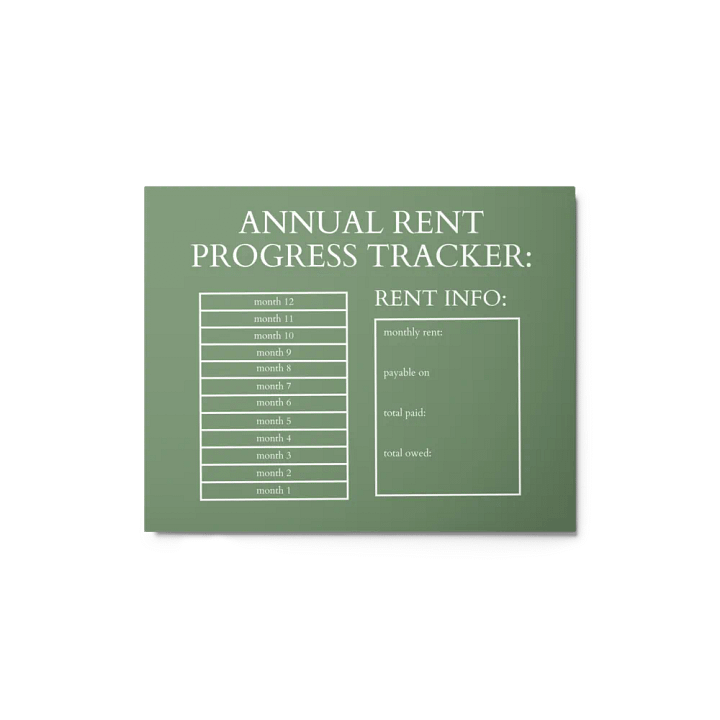 HIGHFALUTIN ANNUAL RENT TRACKER (white design 11) product image (1)