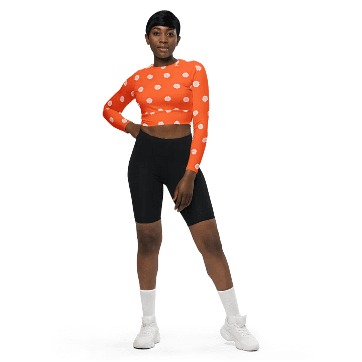 Bold Orange Crop Top with White Star Pattern product image (1)