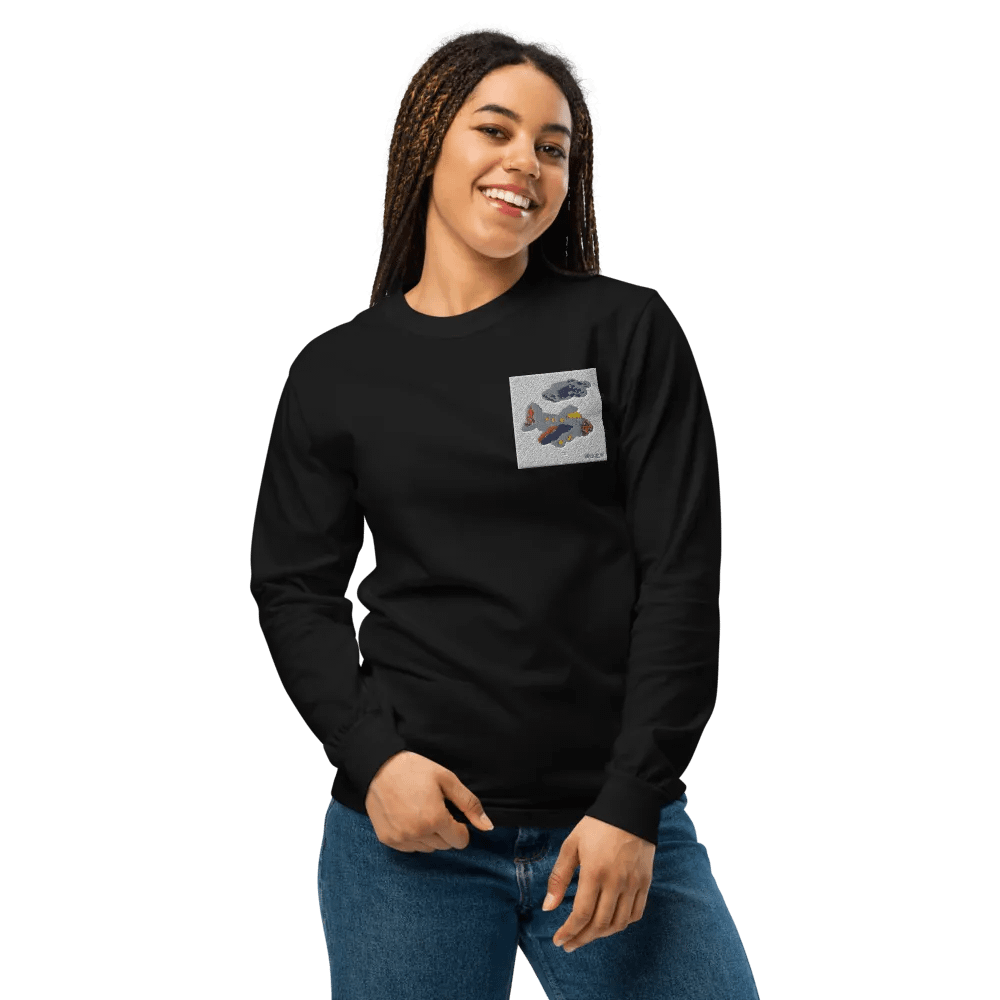 Kid Airplane (Comfort Colors Unisex Garment-Dyed Heavyweight Long Sleeve Shirt) product image (3)