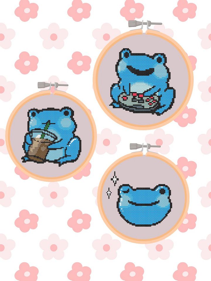 Happy Froge Cross Stitch Pattern Pack (PDF) + OG Froge pattern product image (1)