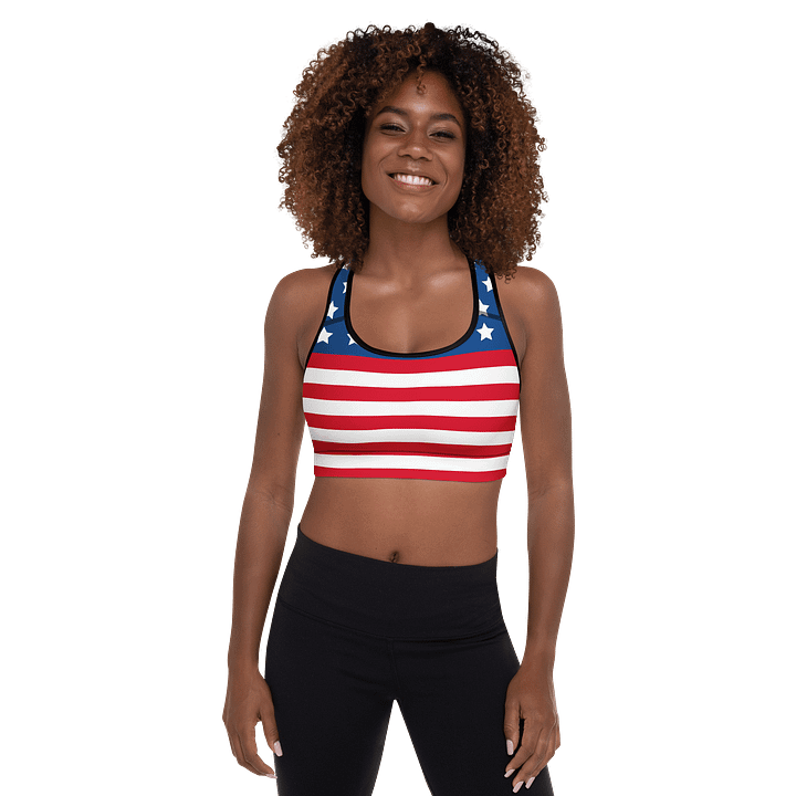 Stars and Stripes All-Over Padded Sports Bra product image (1)
