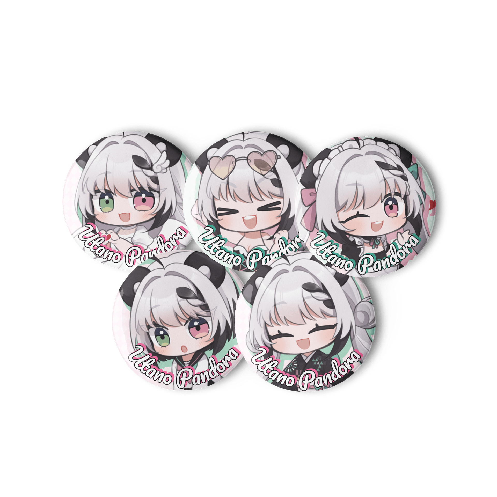 Utano Pandora 'Dress up Pan-chan' Badge Set (1.25 inch Version) product image (2)