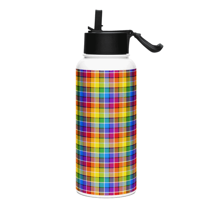 Bright Rainbow Plaid Water Bottle product image (2)