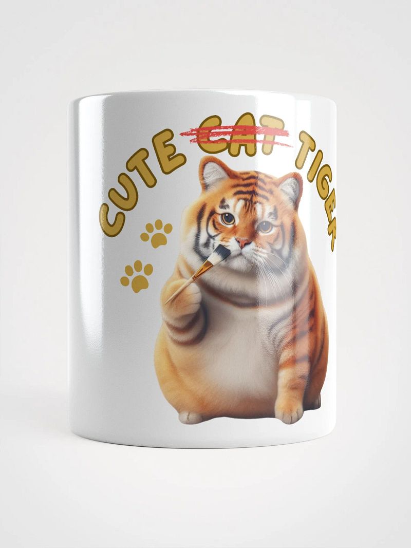 'Cute Not Cat But Tiger' White Glossy Mug🐱🐯😄