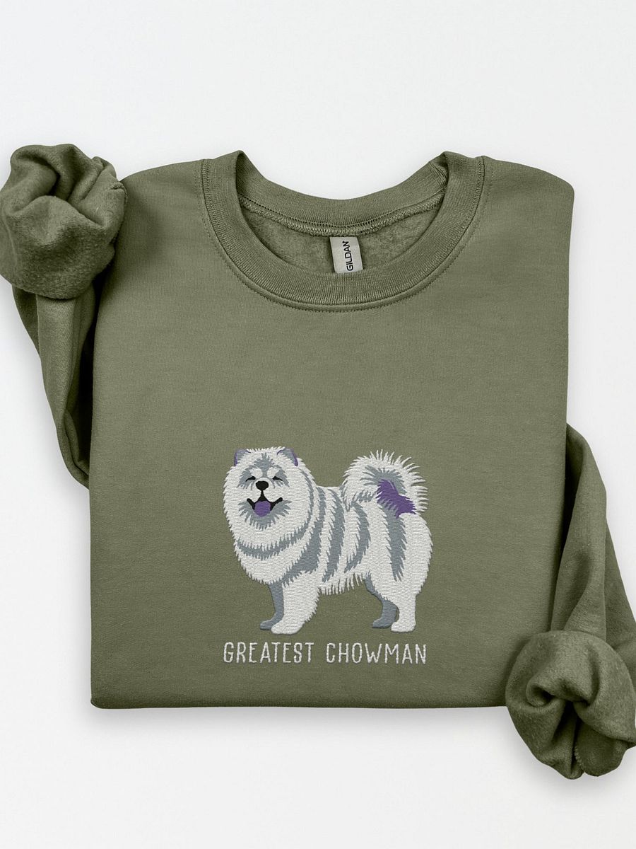 Greatest Chowman Sweatshirt(Embroidered) of a Chow Chow(White) product image (1)