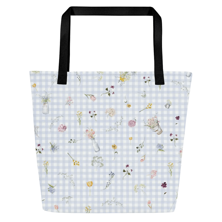 Cottage Gingham Flower Tote Bag product image (3)