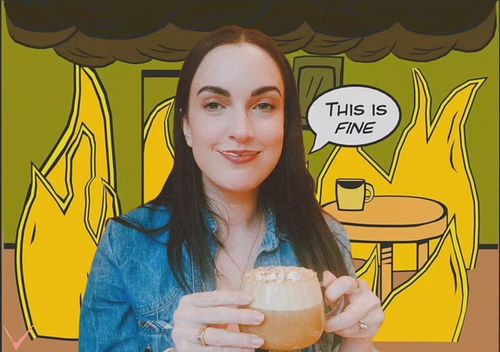 my friend @onsundayshoes made me into a meme and it was deeply appropriate for this week. 🥴 #thisisfine #thisisfinedog #imfine
