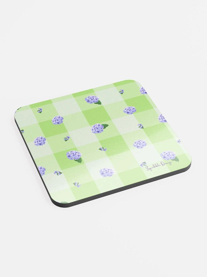 Hydrangeas on Green Gingham Coasters product image (2)