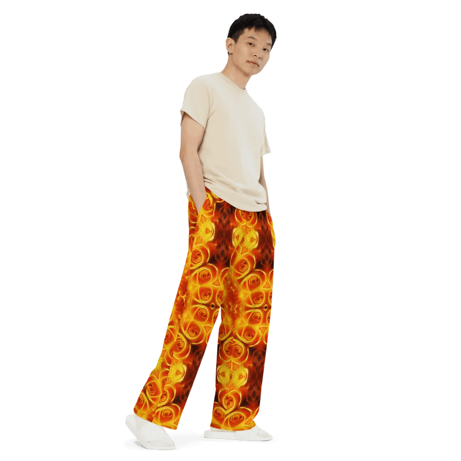 Orange Flower Petal Kaleidoscope Wideleg Pants product image (7)