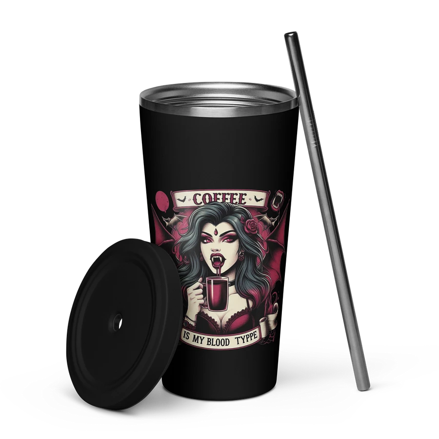 Coffee Is My Blood Type - Insulated Tumbler with a Straw product image (25)