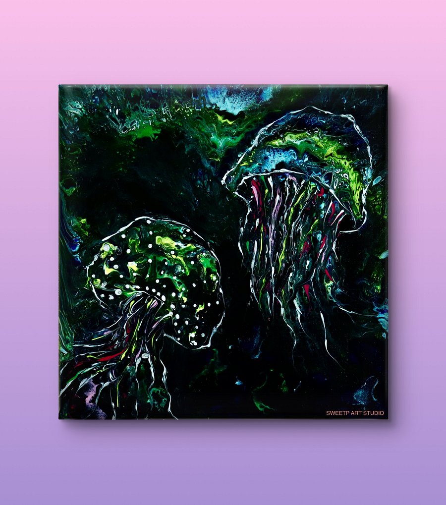 Jellyfish Among The Deep | Original Canvas Painting product image (1)
