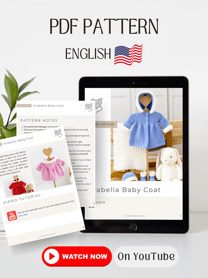 Crochet Pattern: Easy Baby Coat (with Hood) product image (2)