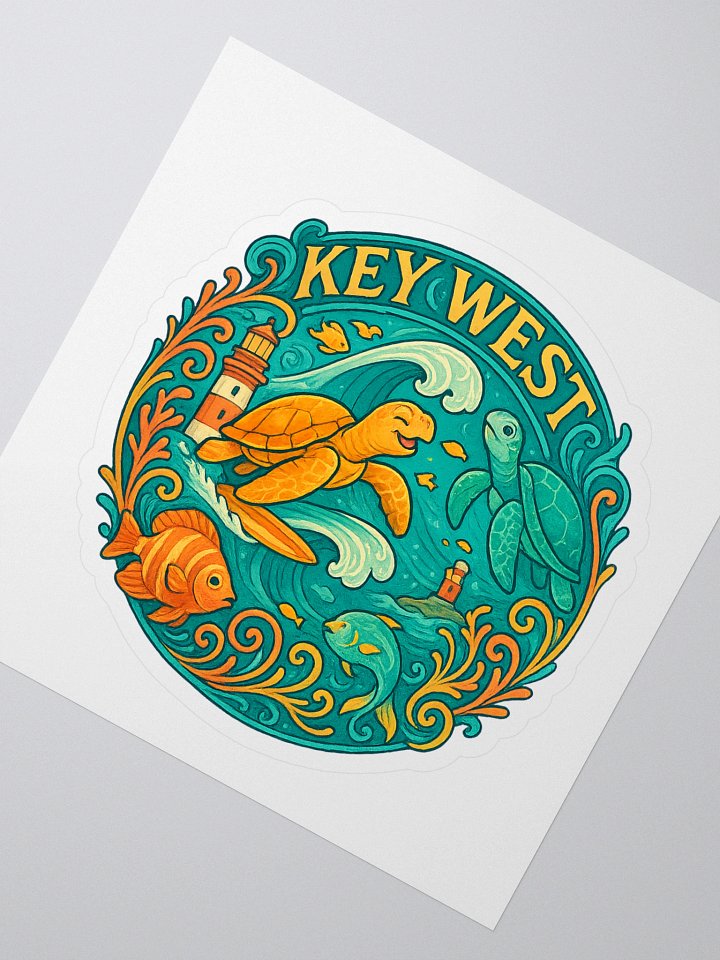Kiss-Cut Key West Tropical Sticker with Turtles, Fish, and Lighthouse product image (2)