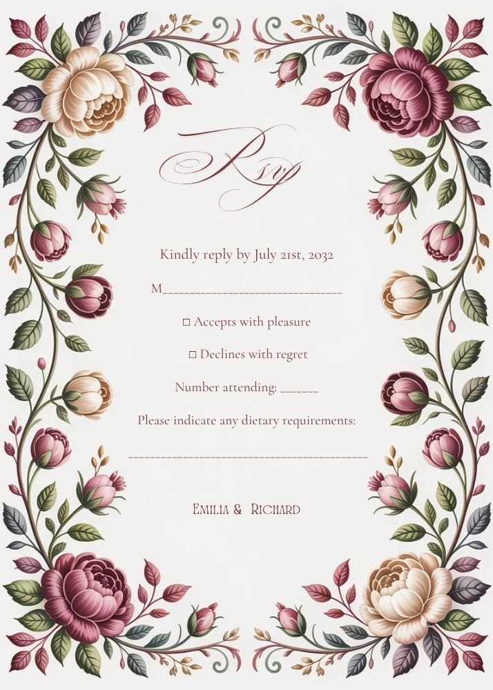Editable Vintage Wedding Invitations | Edit in Canva | Instant Download Template | Dusty Rose Botanical Floral product image (3)