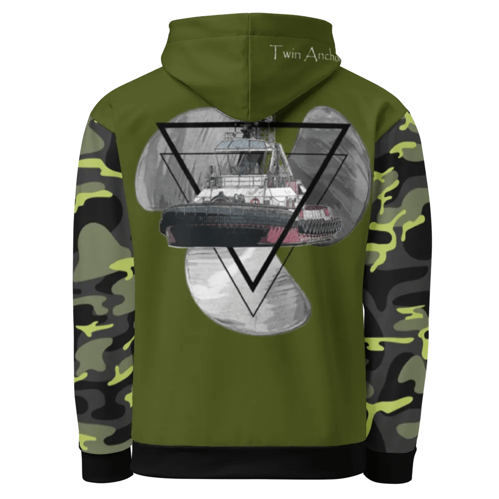 Camouflage & Green Three blade prop triangle Athena tug Hoodie product image (4)