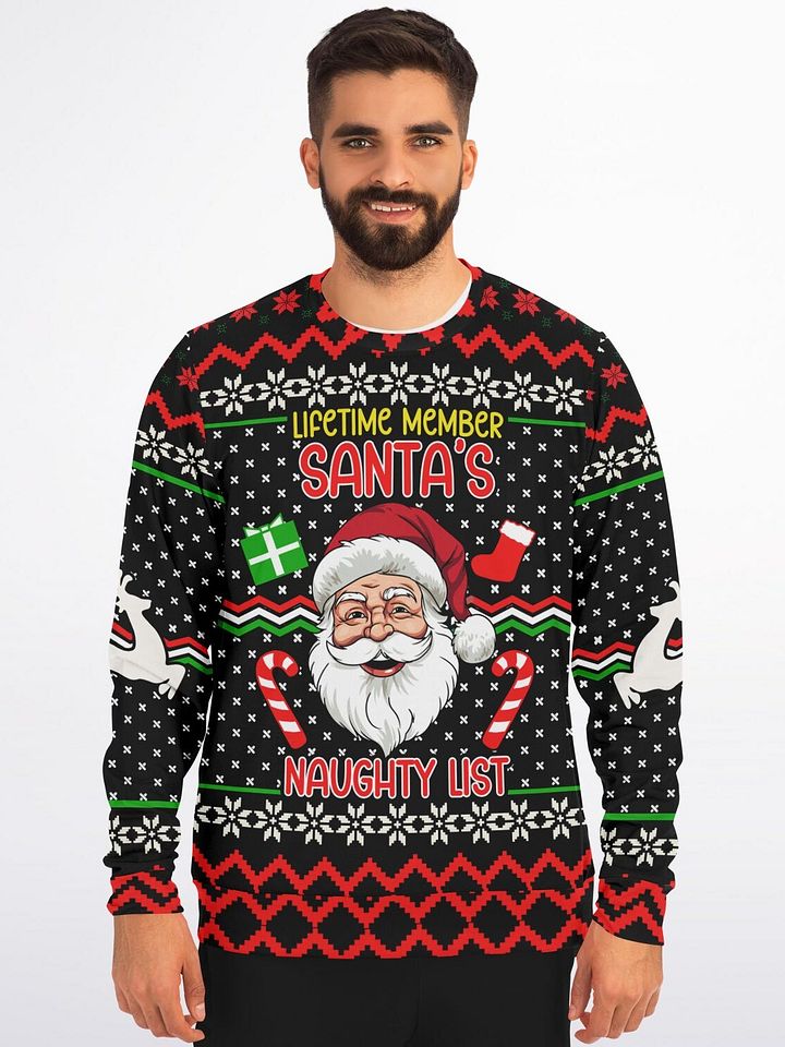 “Santa’s Naughty List Lifetime Member” Funny Christmas Sweatshirt | Naughty List Holiday Jumper | Cheeky Party Outfit | Unisex Xmas Gift product image (1)